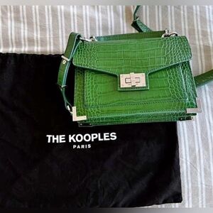 The Kooples Vibrant Emily Green Croc-Embossed Crossbody Bag